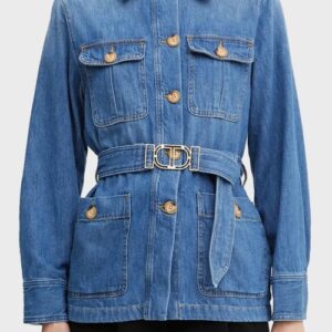 TWINSET Blaue Jeansjacke mit Gürtel